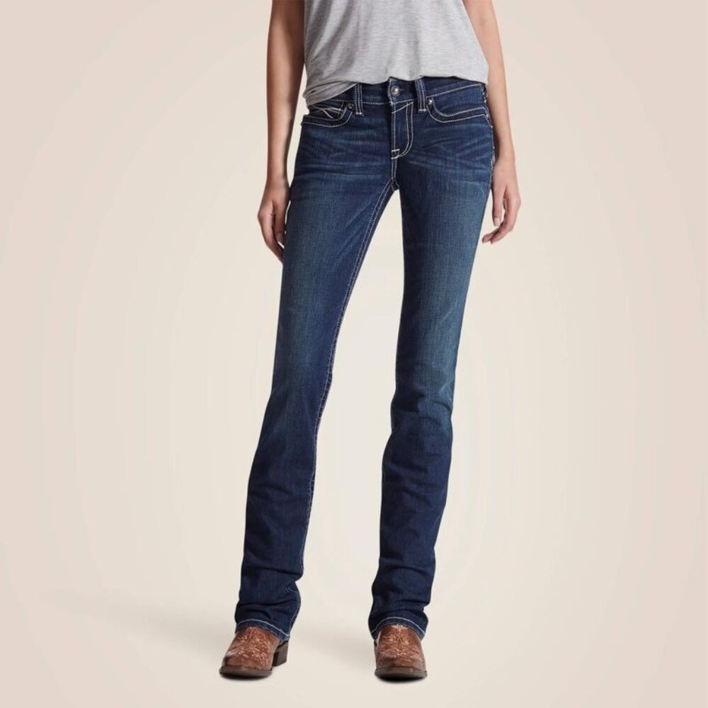 NWT Ariat Real Womens 29S Stretch Icon Stackable Straight Leg Jean Mid Rise